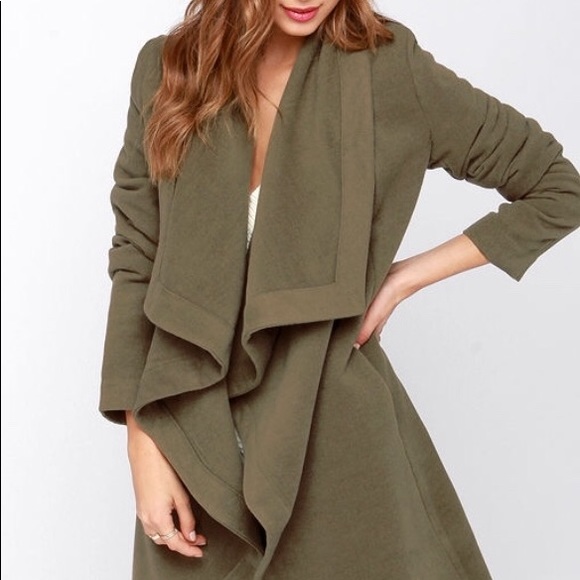 Forest Dweller Olive Green Drape Coat from Lulu’s - Picture 2 of 5